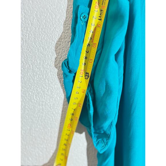 Ekouaer Teal Roll-Tab Sleeve Tunic Shirt Blouse Women’s XXL - Picture 3 of 9